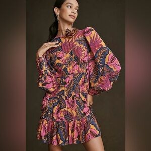 NWT FARM Rio Fruit Dream Long Sleeve Mini Dress S